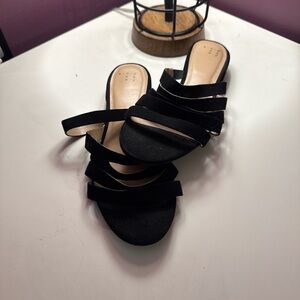 a new day Black Multi-Strap Slide Mules